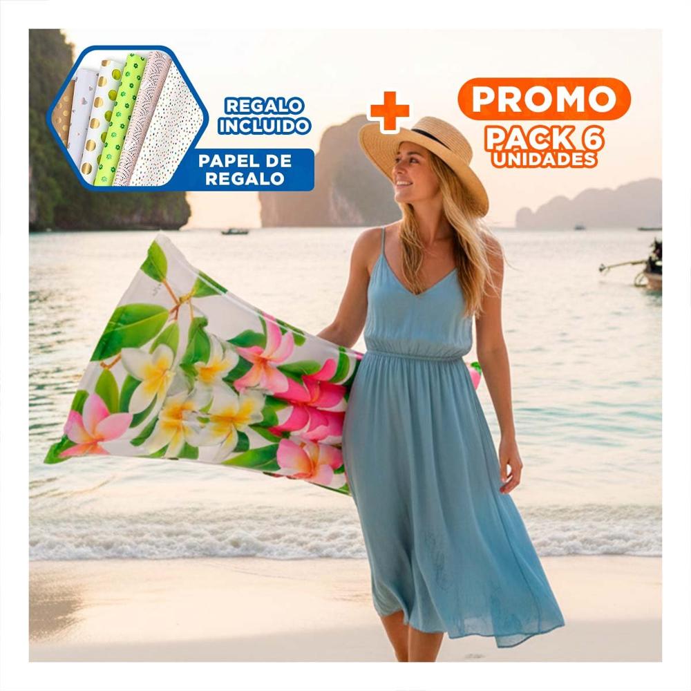 Pack6 Colchon Inflable Hogar Decoracion Casa Festivo Rosado Verde Flores Hojas Y+Papel Regalo