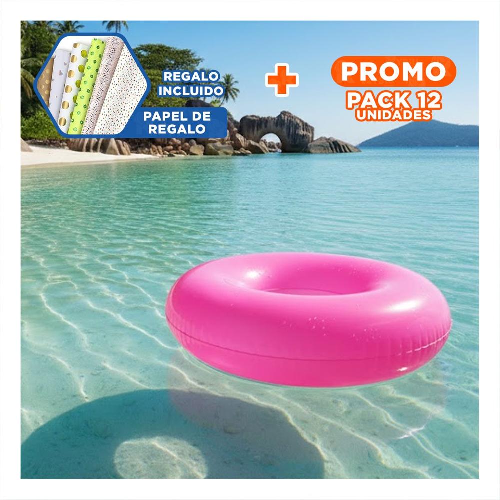Pack12 Elemento Piscina Transparente Rosado Flotante Inflable Hogar Casa Y+Papel Regalo