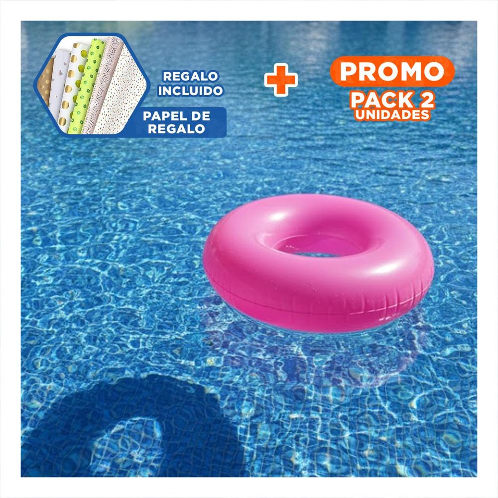 Pack2 Articulo Transparente Rosado Flotante Inflable para Piscina Hogar Casa Y+Papel Regalo