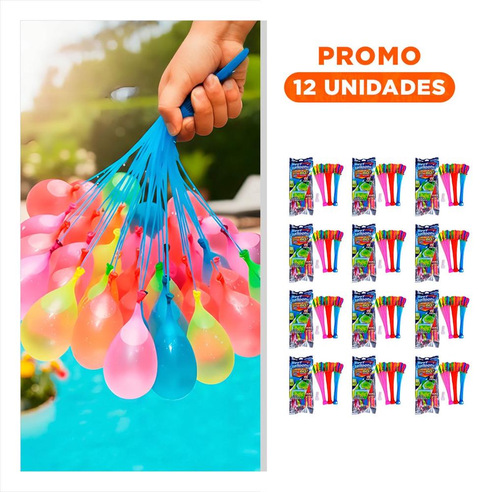Pack12 Burbujas de Agua con Llenado Rapido para Juegos de Verano en Casa Y+Regalo Sticker