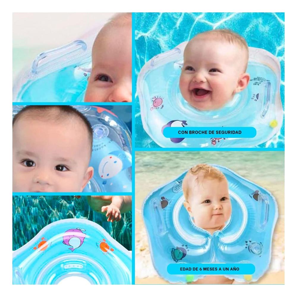 Flotador Infantil Celeste Tipo Cuello 66 x 44 cm para Actividades Acuaticas Y+Ligas Regalo