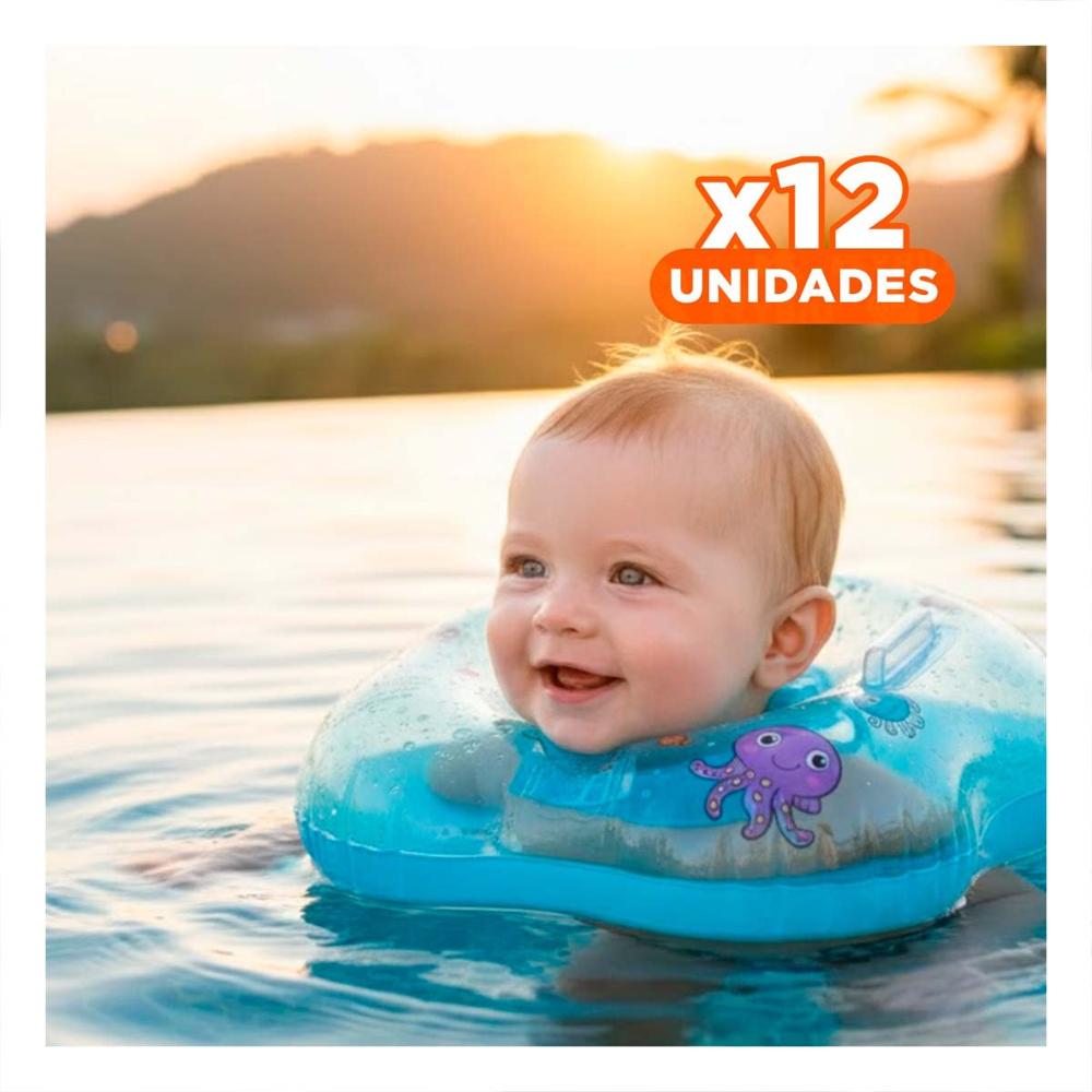 Pack12 Collar Flotante Celeste Tipo Cuello 66 x 44 cm para Agua Y+Regalo Sticker