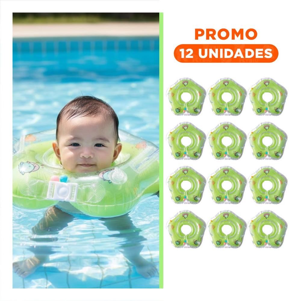 Pack12 Aro Flotante Infantil Verde de Cuello 66 x 44 cm para Verano