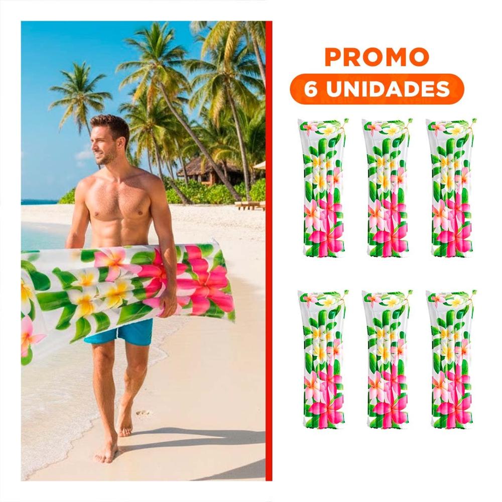 Pack6 Flotador Inflable Hogar Decoracion Casa Festivo Rosado Verde Flores Hojas