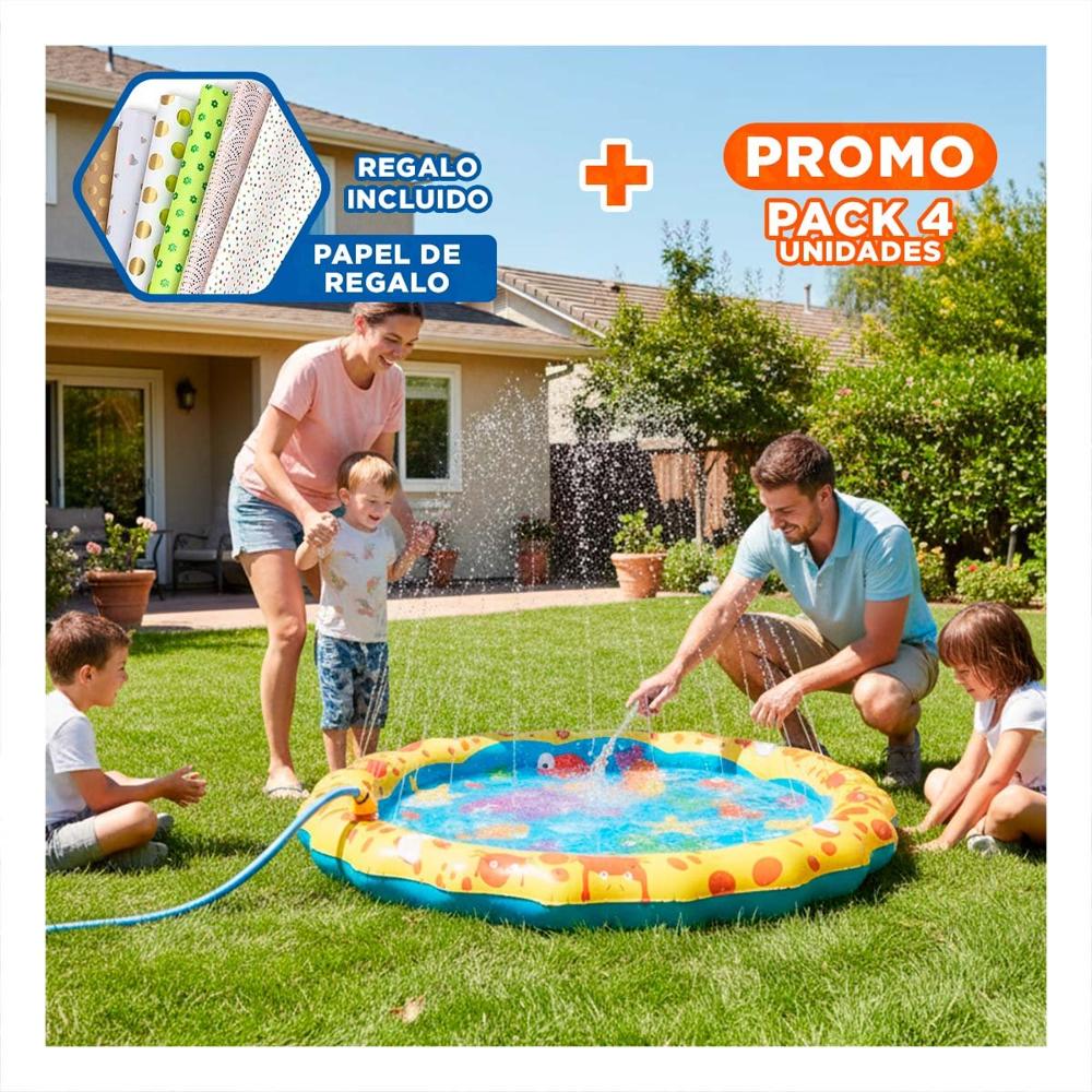 Pack4 Accesorio Inflable Marino Amarillo y Celeste para Casa Y+Papel Regalo