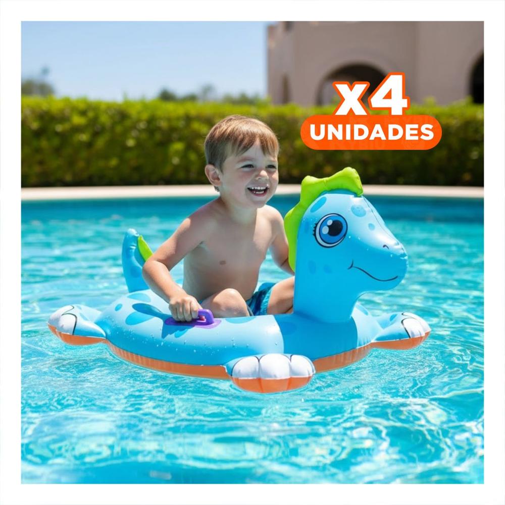 Pack4 Aro Flotante con Diseno de Caballo de Mar para Bebe para Diversion Y+Papel Regalo