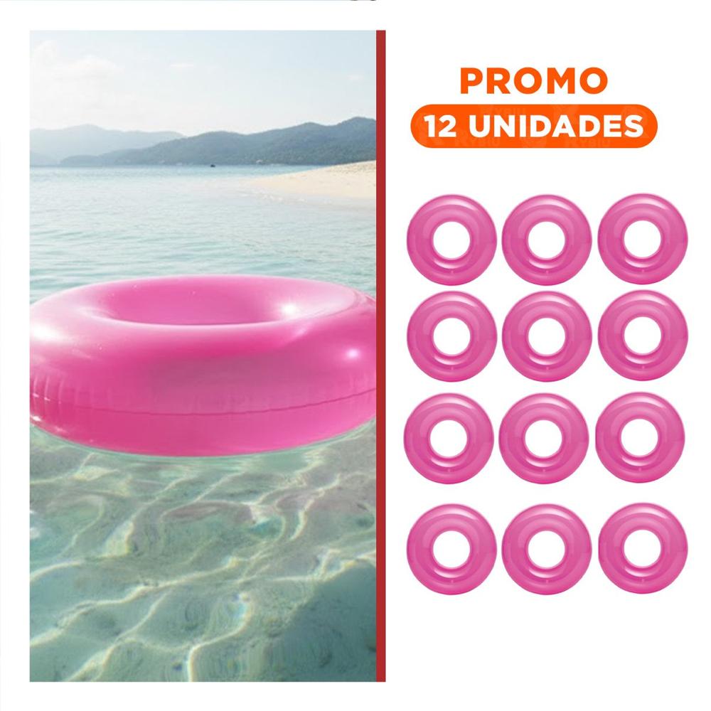 Pack12 Articulo Piscina Transparente Rosado Flotante Inflable Hogar Casa Y+Regalo Sticker
