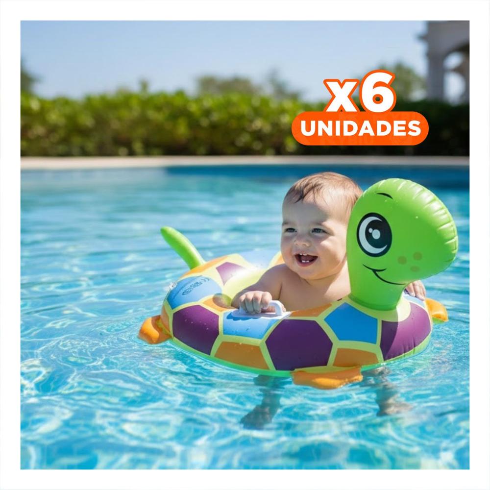 Pack6 Aro Inflable Infantil con Forma de Tortuga para Bebe para Diversion