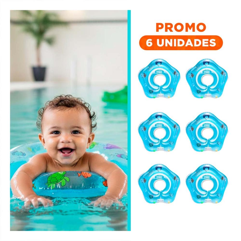 Pack6 Flotador de Piscina Celeste Tipo Cuello 66 x 44 cm para Ninos