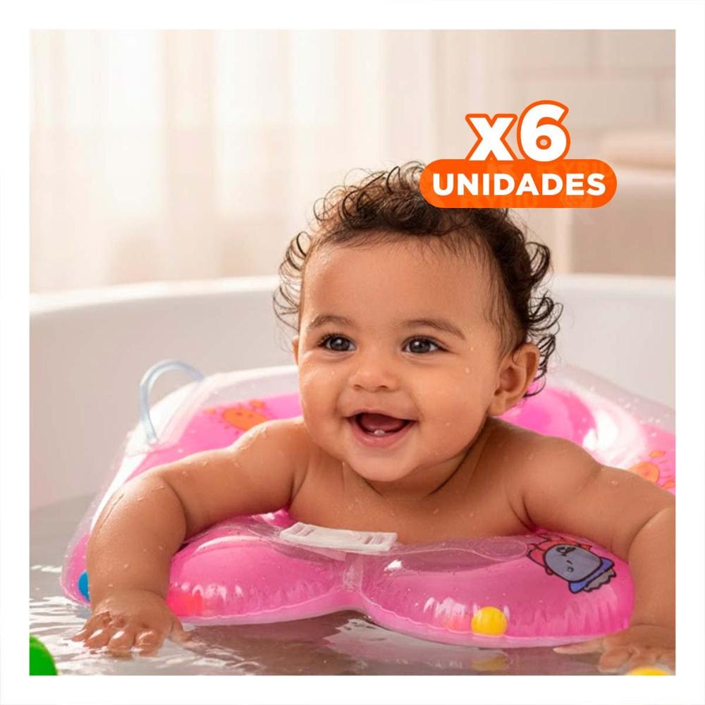 Pack6 Aro Flotante Rosado para Bebe con Forma de Cuello 66 x 44 cm Y+Papel Regalo