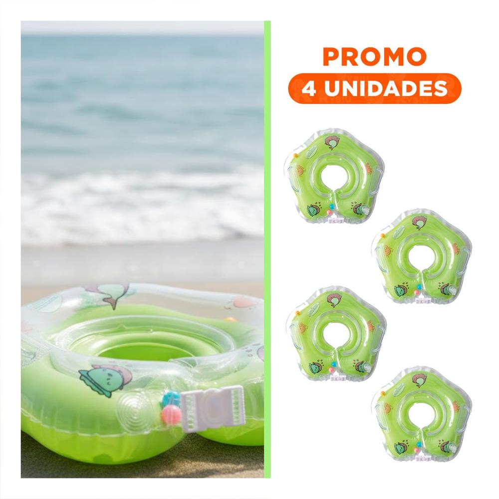 Pack4 Collar Flotante Verde Infantil de Cuello 66 x 44 cm para Juegos