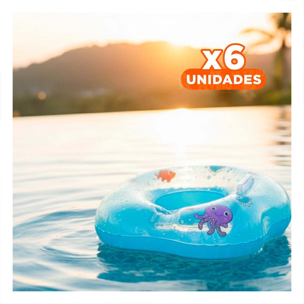 Pack6 Flotador Infantil Celeste con Cuello 66 x 44 cm para Juegos en Piscina Y+Regalo Sticker