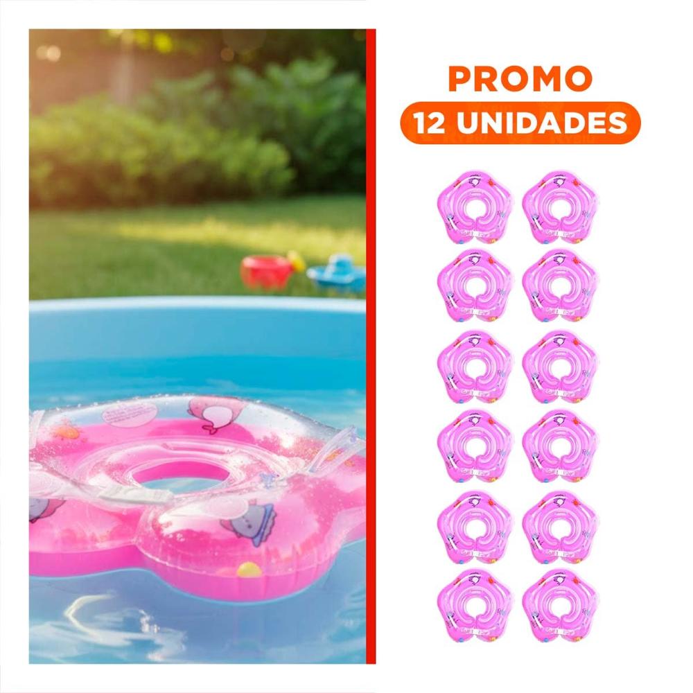 Pack12 Collar de Agua Rosado para Bebe de 66 x 44 cm para Piscina