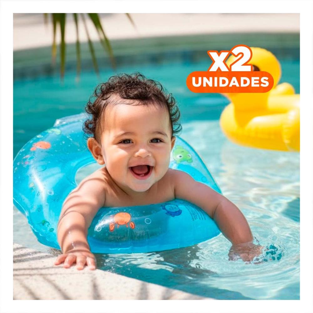 Pack2 Collar Flotante Celeste de Cuello para Bebe 66 x 44 cm para Uso Diario Y+Papel Regalo