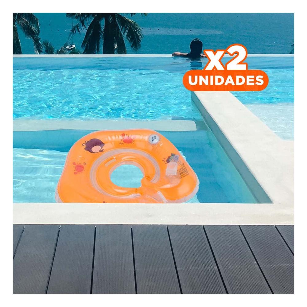 Pack2 Flotador Anaranjado Tipo Cuello para Bebe de 66 x 44 cm para Verano