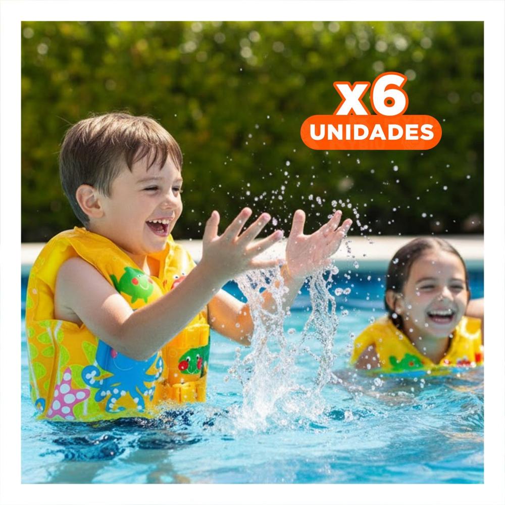 Pack6 Chaleco Flotador Infantil con Diseno Tropical para Ninos para Actividades Acuaticas