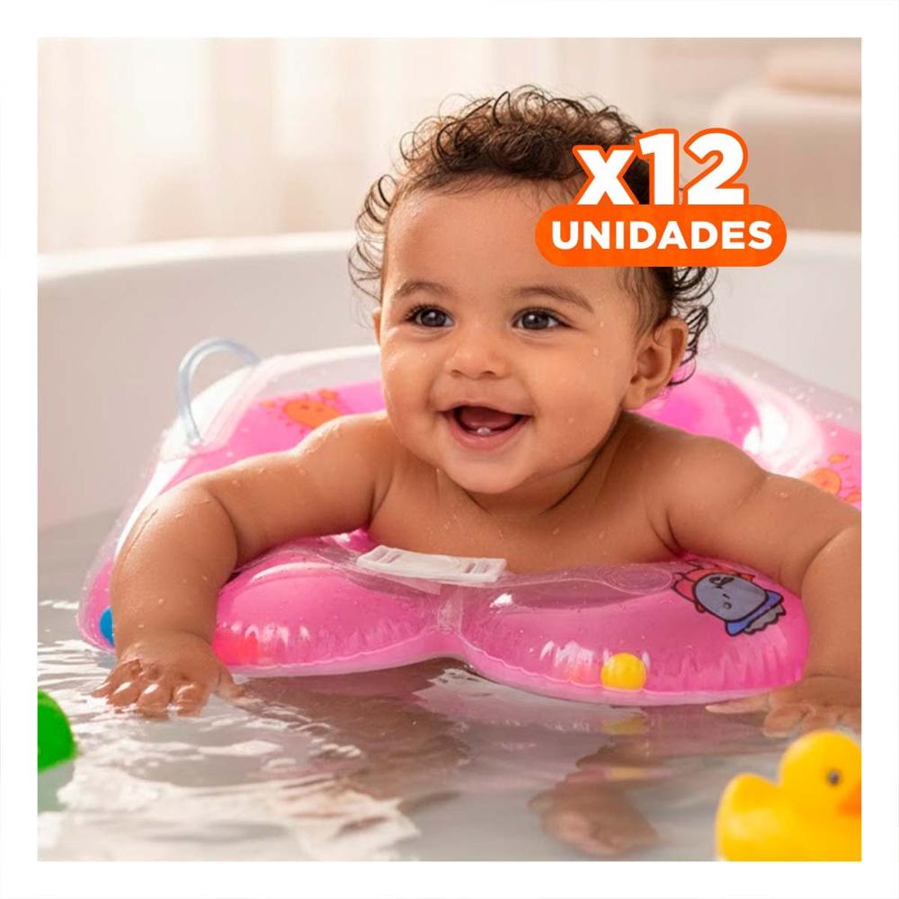 Pack12 Flotador Rosado de Cuello Infantil de 66 x 44 cm para Agua Y+Papel Regalo