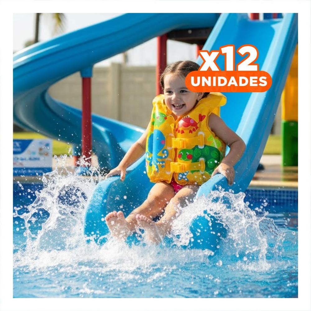 Pack12 Chaleco Flotador con Diseno Tropical para Ninos para Agua y Relajo Y+Regalo Sticker