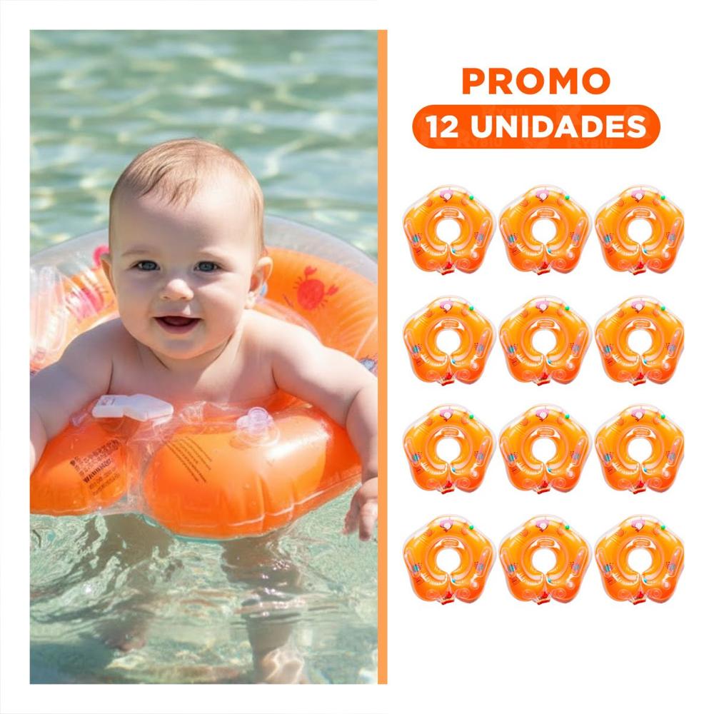 Pack12 Collar Inflable Anaranjado de Cuello para Bebe de 66 x 44 cm