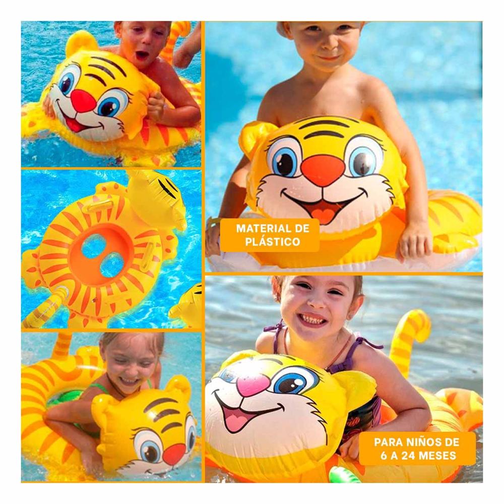 Salvavidas Infantil con Forma de Tigre y Asa para Bebe para Juegos Acuaticos Y+Ligas Regalo
