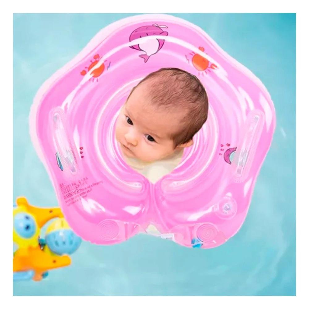 Aro Flotante de Cuello Rosado para Bebe de 66 x 44 cm para Uso en Agua Y+Papel Regalo