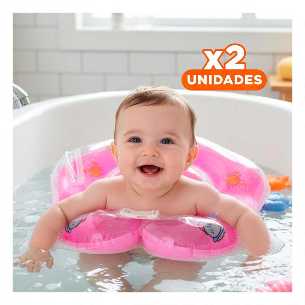 Pack2 Aro de Cuello Infantil Rosado de 66 x 44 cm para Piscina Y+Papel Regalo