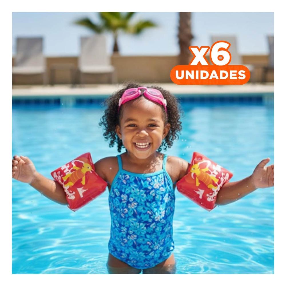 Pack6 Manguitos Animales Acuaticos Tortuga Rojo para Juegos Infantiles Y+Papel Regalo