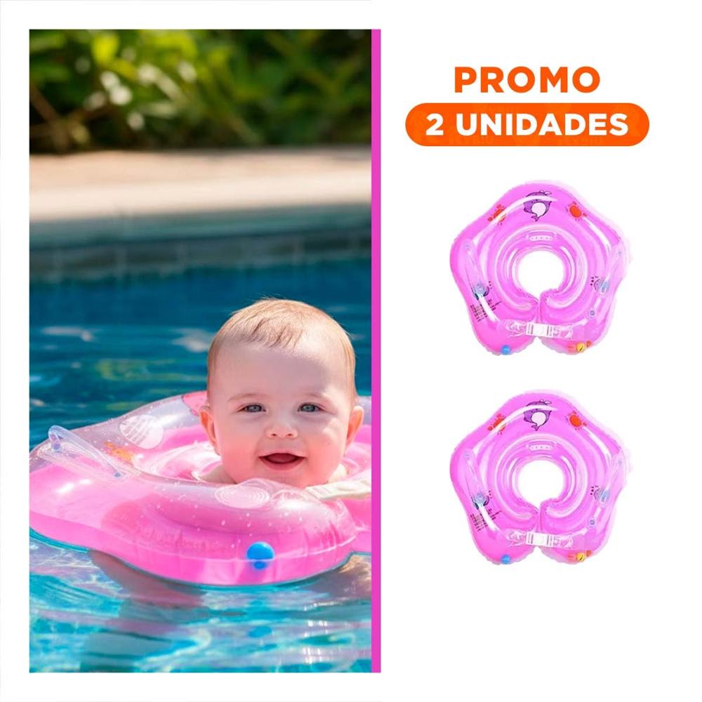 Pack2 Flotador de Agua Rosado para Bebe con Diseno de Cuello 66 x 44 cm Y+Regalo Sticker