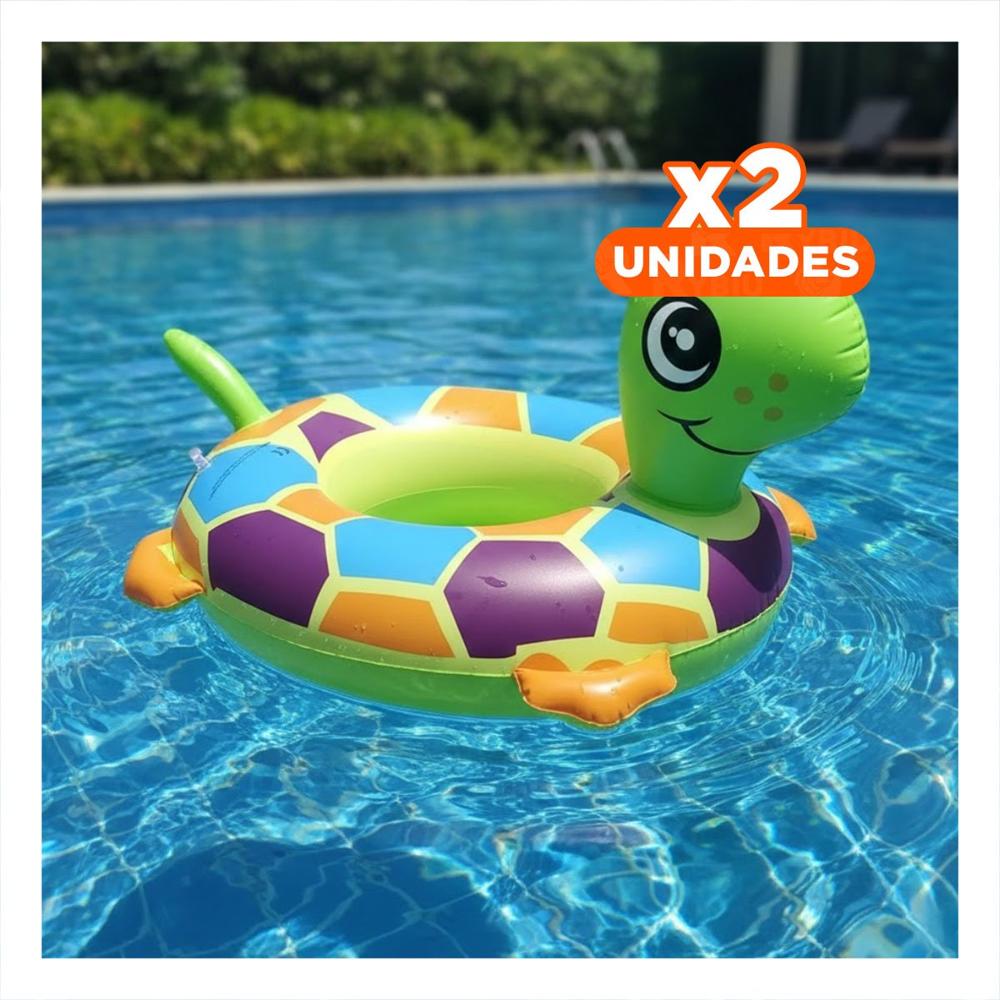 Pack2 Flotador de Agua con Forma de Tortuga para Bebe para Piscina Familiar Y+Papel Regalo