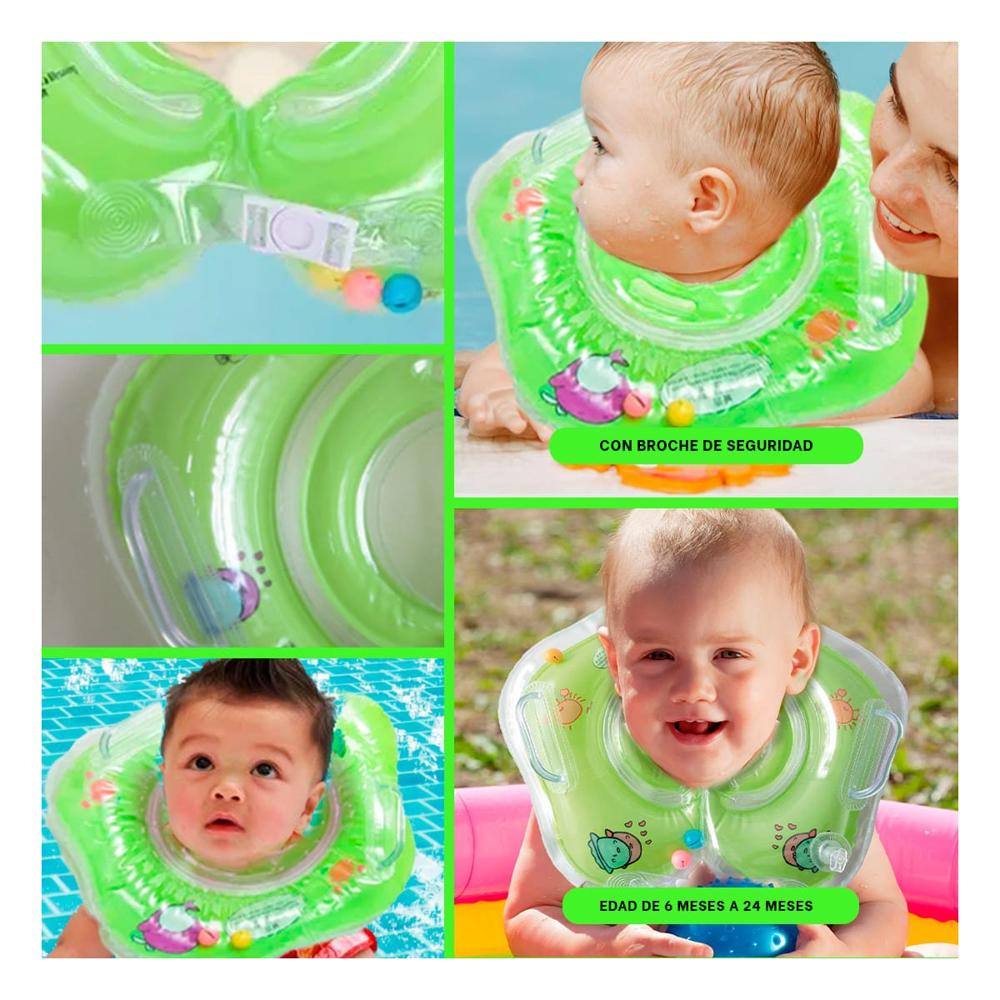 Flotador Infantil Verde Tipo Cuello 66 x 44 cm para Actividades Acuaticas Y+Ligas Regalo
