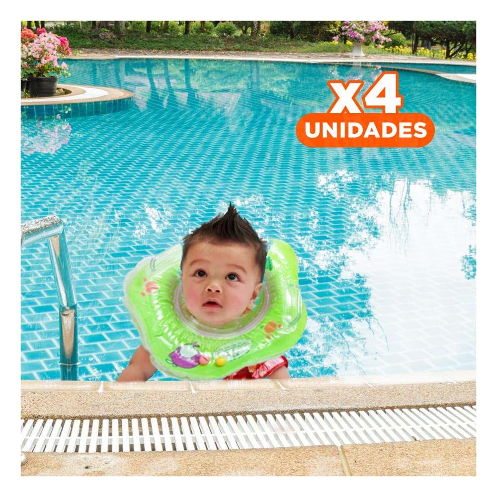 Pack4 Flotador de Piscina Verde con Cuello 66 x 44 cm para Ninos Y+Papel Regalo