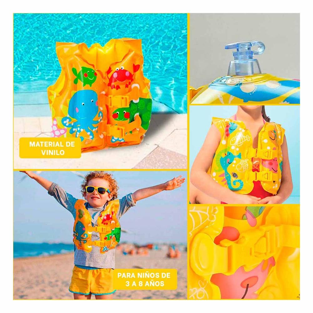 Chaleco Flotador con Diseno Tropical para Ninos para Verano en Piscina Y+Ligas Regalo