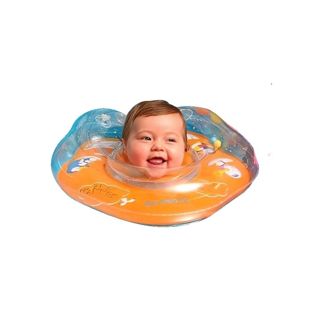 Flotador de Cuello Anaranjado para Bebe de 66 x 44 cm para Piscina en Casa Y+Regalo Sticker
