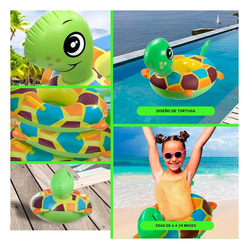Collar Flotante con Diseno de Tortuga para Bebe para Piscina Familiar Y+Ligas Regalo