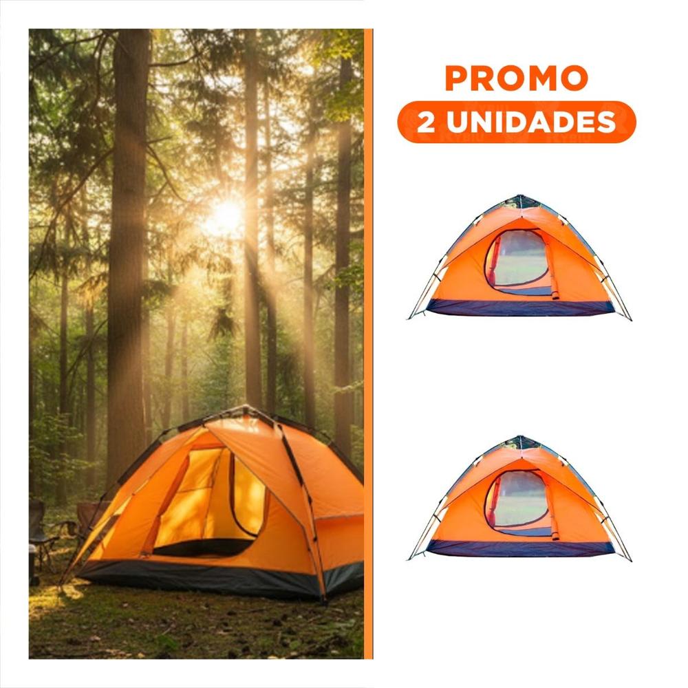 Pack2 Tienda Alta Montaña Automatica 4 Personas Anaranjado para Camping Y+Regalo Sticker