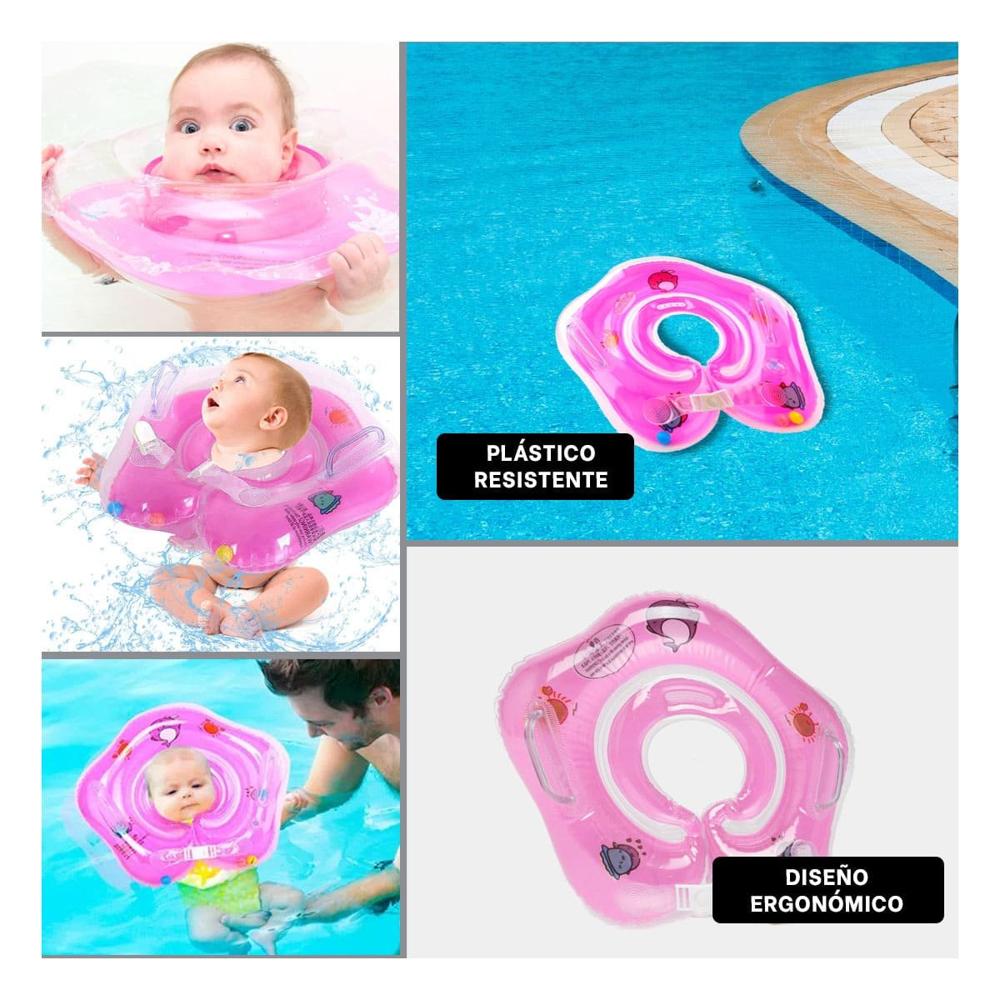 Collar Flotante Rosado para Bebe de 66 x 44 cm para Juegos en Agua Y+Ligas Regalo