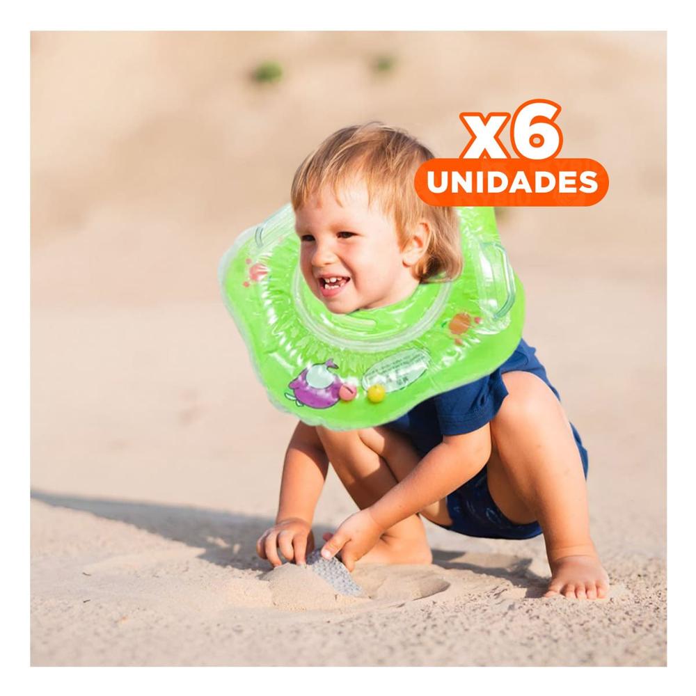 Pack6 Flotador Infantil Verde con Forma de Cuello 66 x 44 cm para Agua