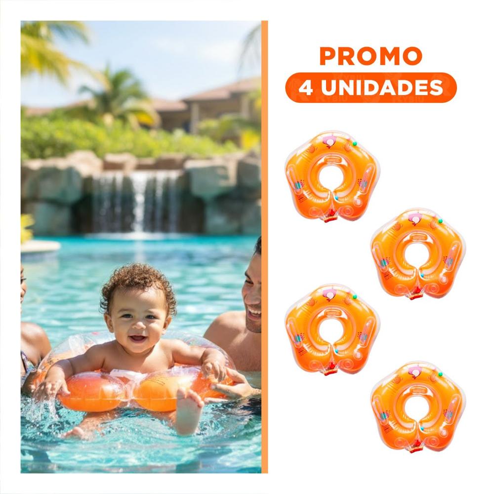 Pack4 Collar Flotante Anaranjado para Bebe de 66 x 44 cm para Uso en Piscina