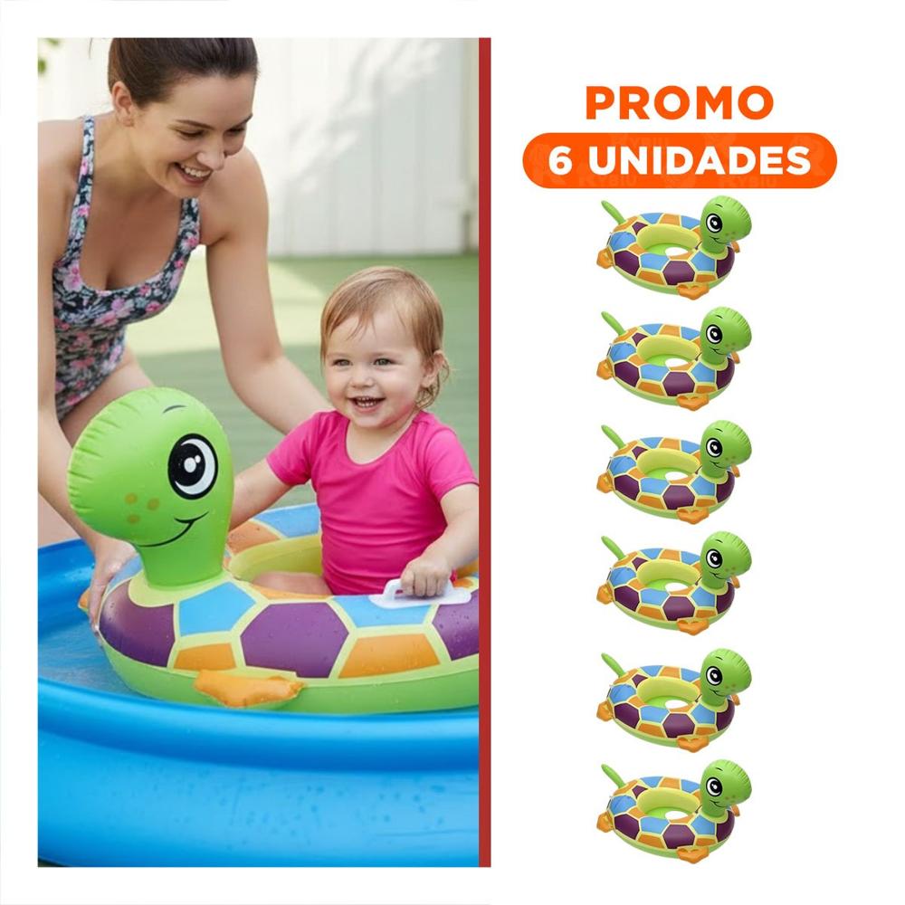 Pack6 Collar Inflable con Forma de Tortuga para Bebe para Verano en Piscina Y+Regalo Sticker