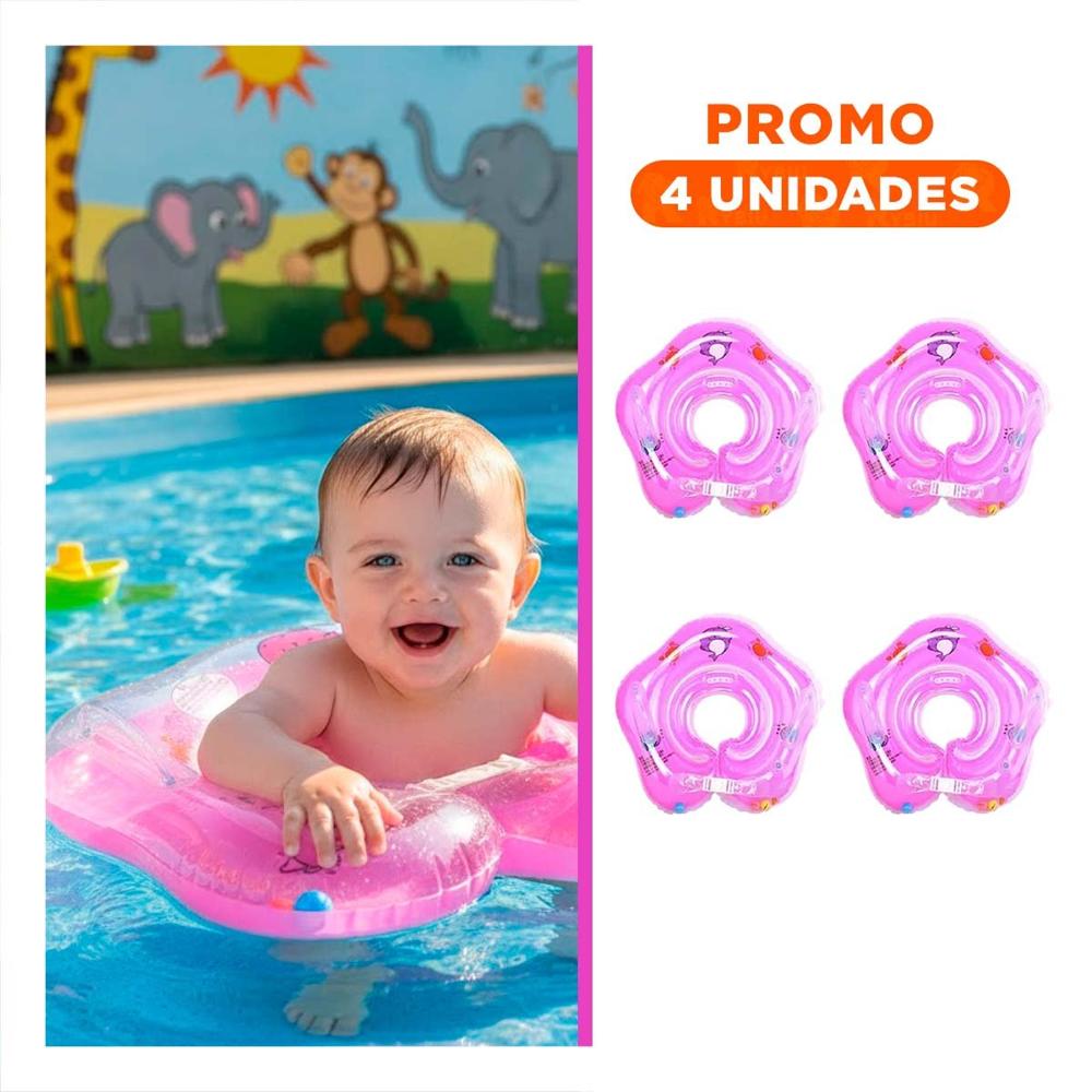 Pack4 Collar Flotante Rosado para Bebe de 66 x 44 cm para Uso en Piscina