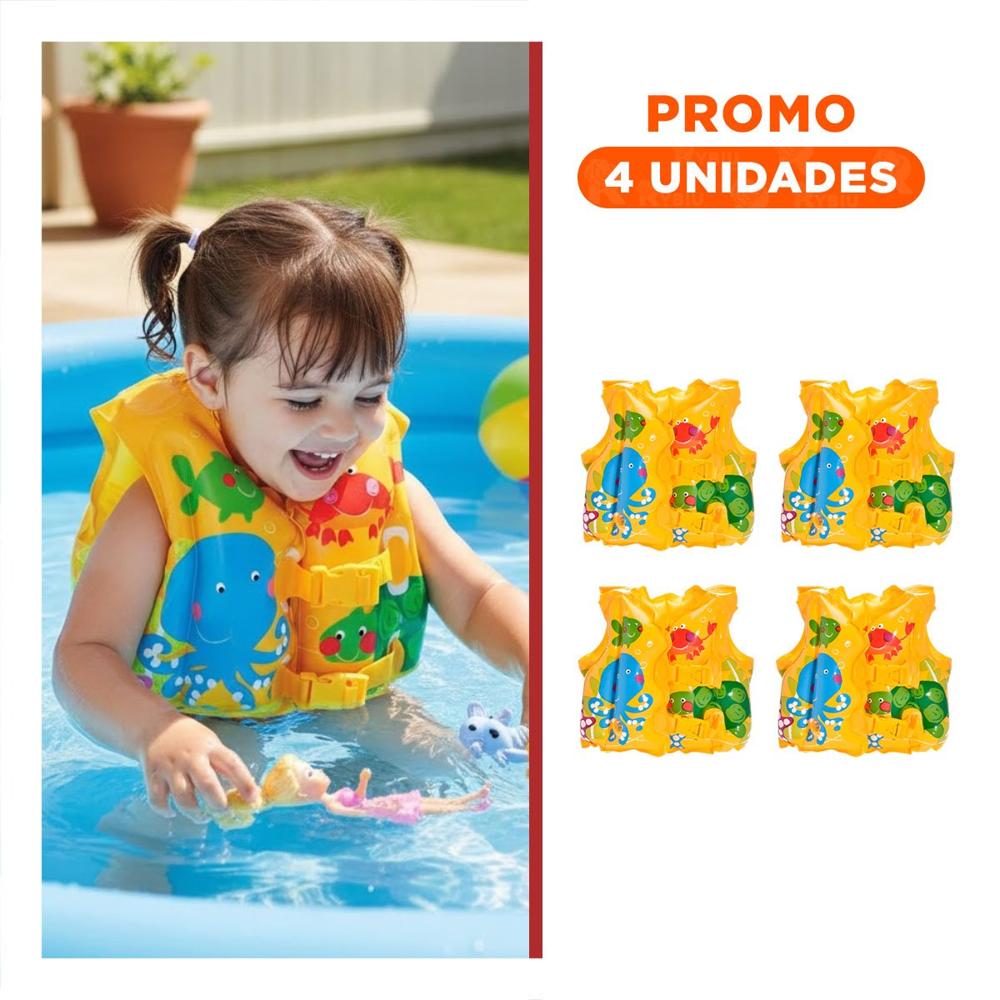 Pack4 Flotador Chaleco Infantil con Diseno Tropical para Ninos para Actividades