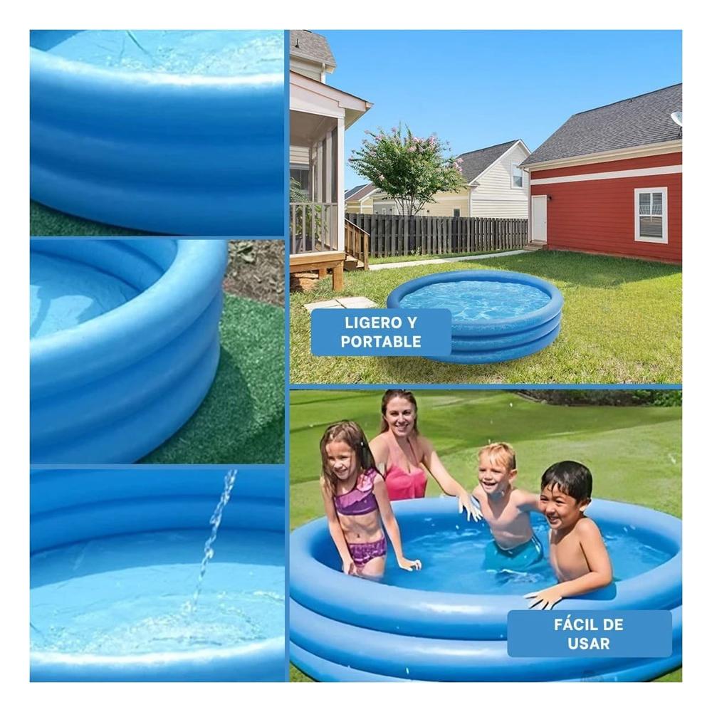Piscina Azul  con Base Acolchada para el Confort de sus Hijos en Hogar Y+Ligas Regalo