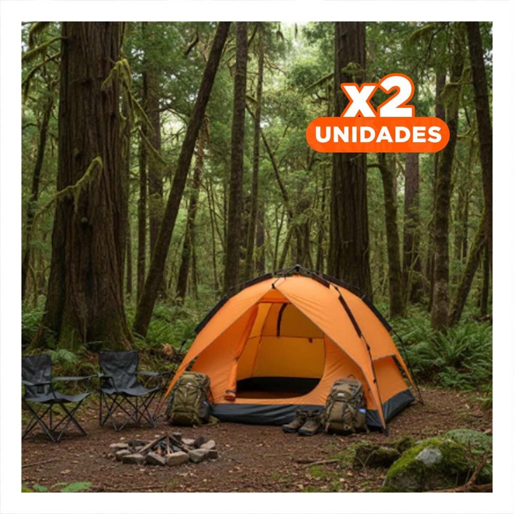Pack2 Carpa Alta Montaña Automatica 4 Personas Anaranjado para Actividades Y+Papel Regalo
