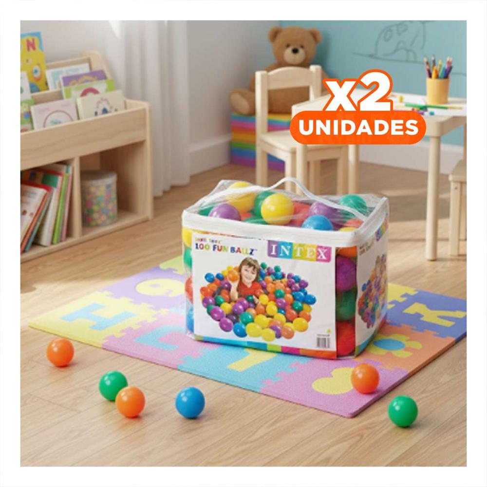 Pack2 Paquete de Diversion con 100 Unidades para su Piscina Inflable Y+Papel Regalo