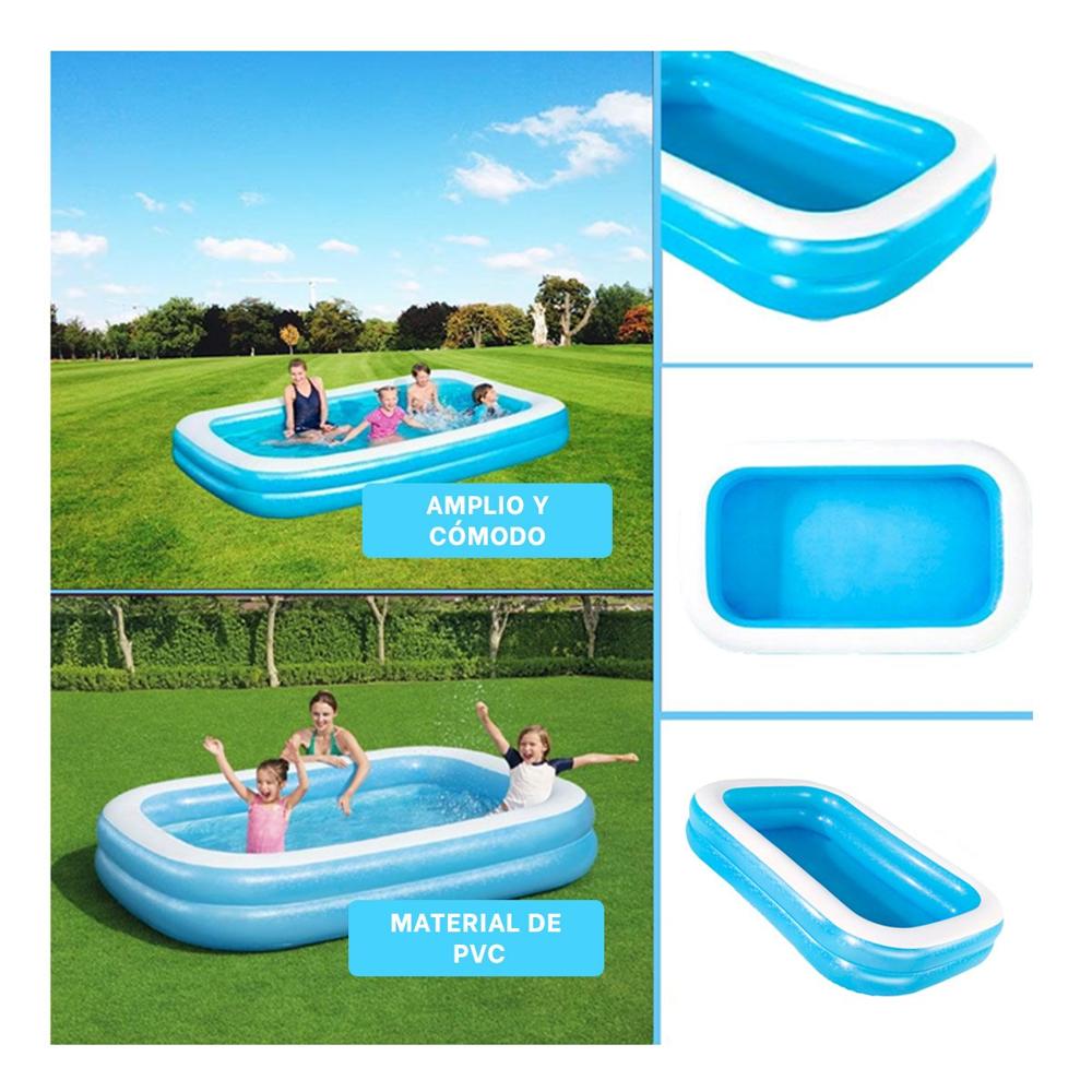 Piscina Rectangular con Tres Camaras de Aire para el Confort de sus Hijos Lindo Y+Ligas Regalo