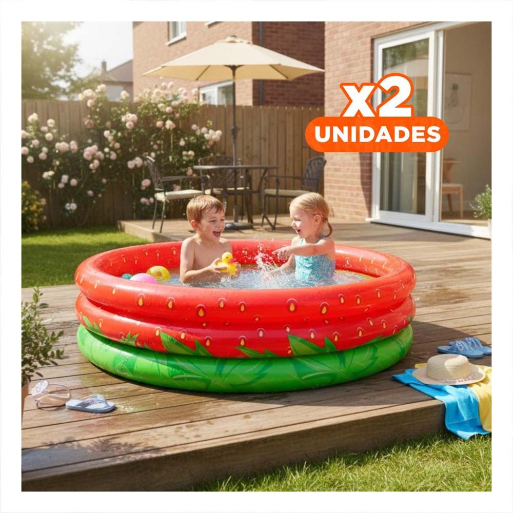 Pack2 Centro Acuatico 160x160x38cm con Forma de Fruta para Pequenos Nadadores de Casa