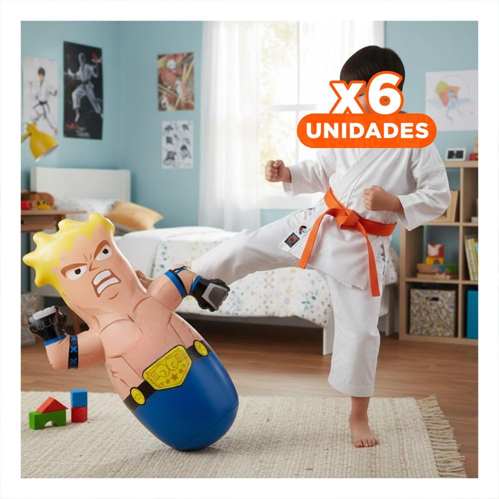 Pack6 Muneco de Luchador de Combate de Color Azul para Ejercicio y Juego de los Hijos