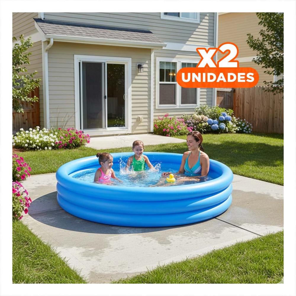 Pack2 Centro Acuatico Color Azul 168x42cm con Diseno de Verano para Pequenos Nadadores de Casa