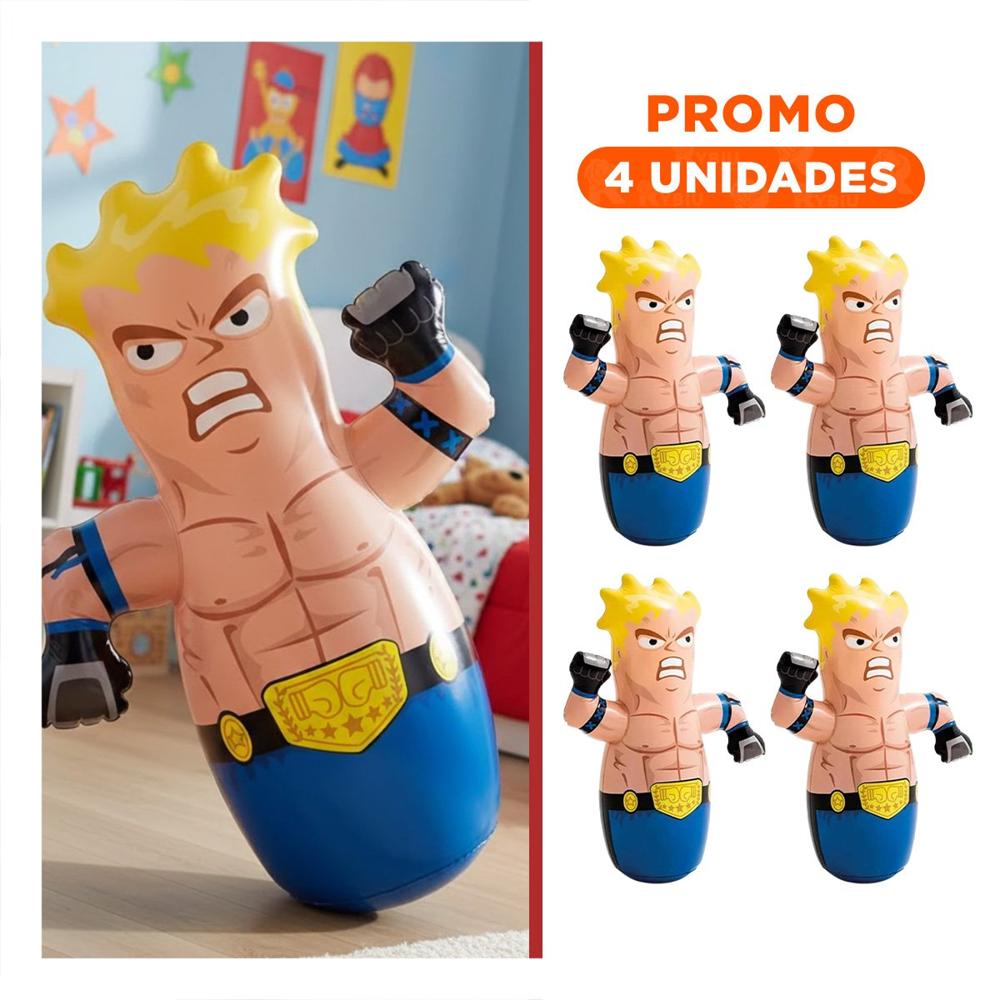 Pack4 Porfiado de Personaje de Boxeo de Color Azul para Estimular la Coordinacion del Nino