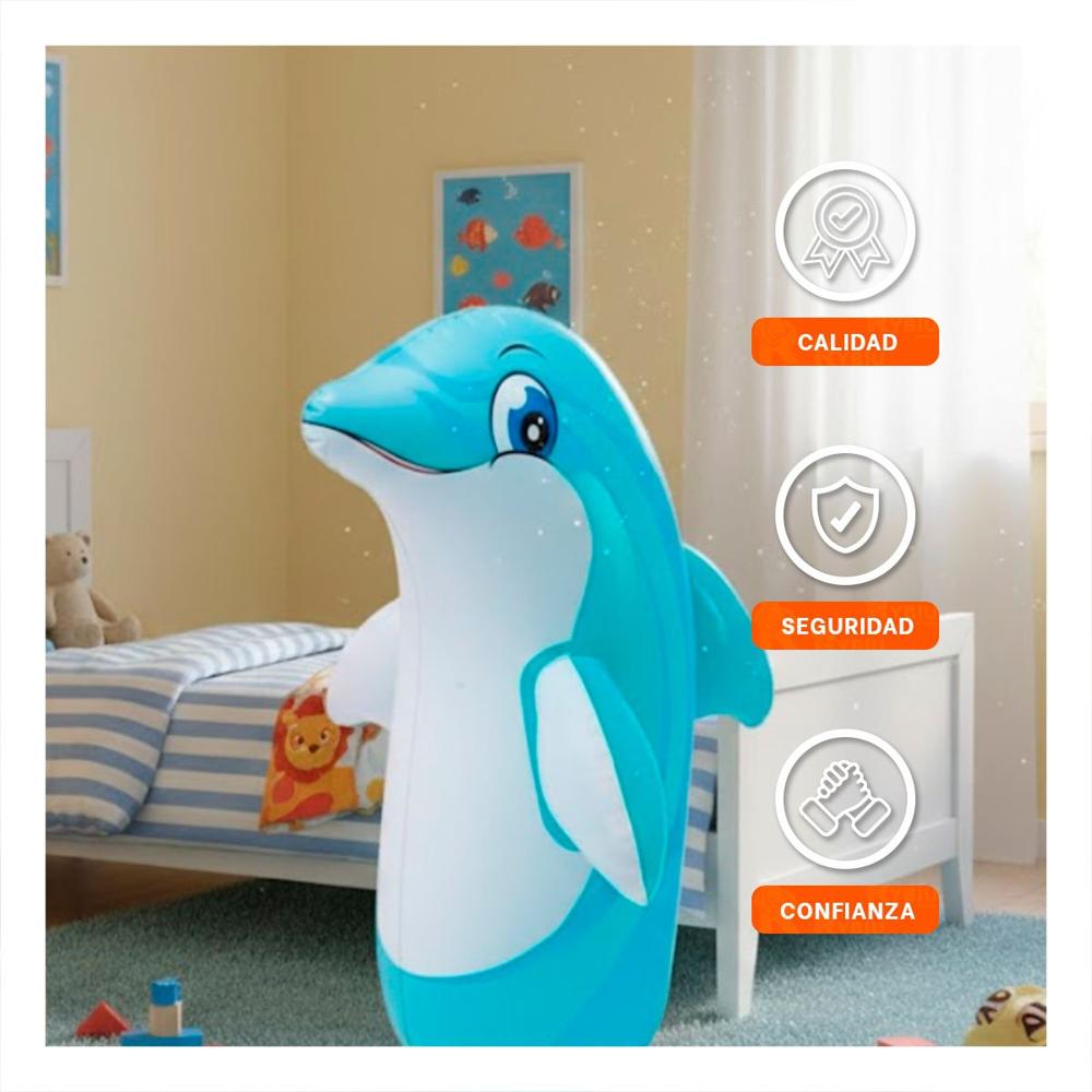 Porfiado Animales 98cm x 44cm con Diseno de Delfin Inflable para la Diversion de los Ninos